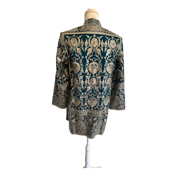 Teal and Gold Embroidered Jacket - Picture 5 of 11
